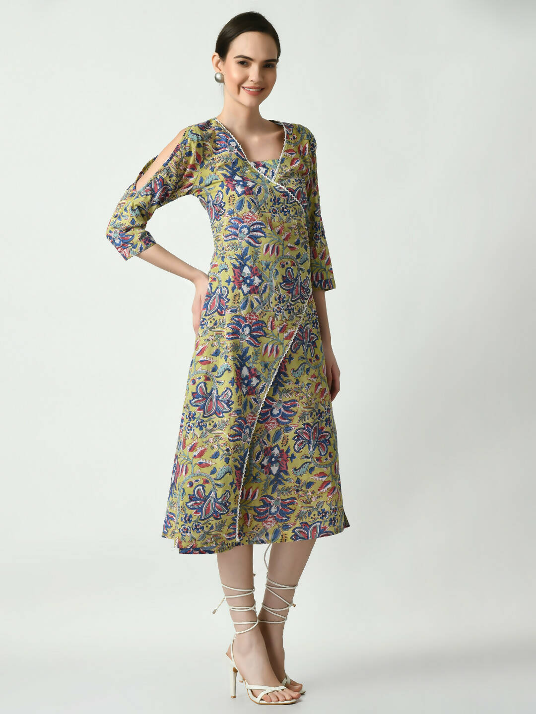 Myshka Women's Multi Floral Printed A-Line Dress - Distacart