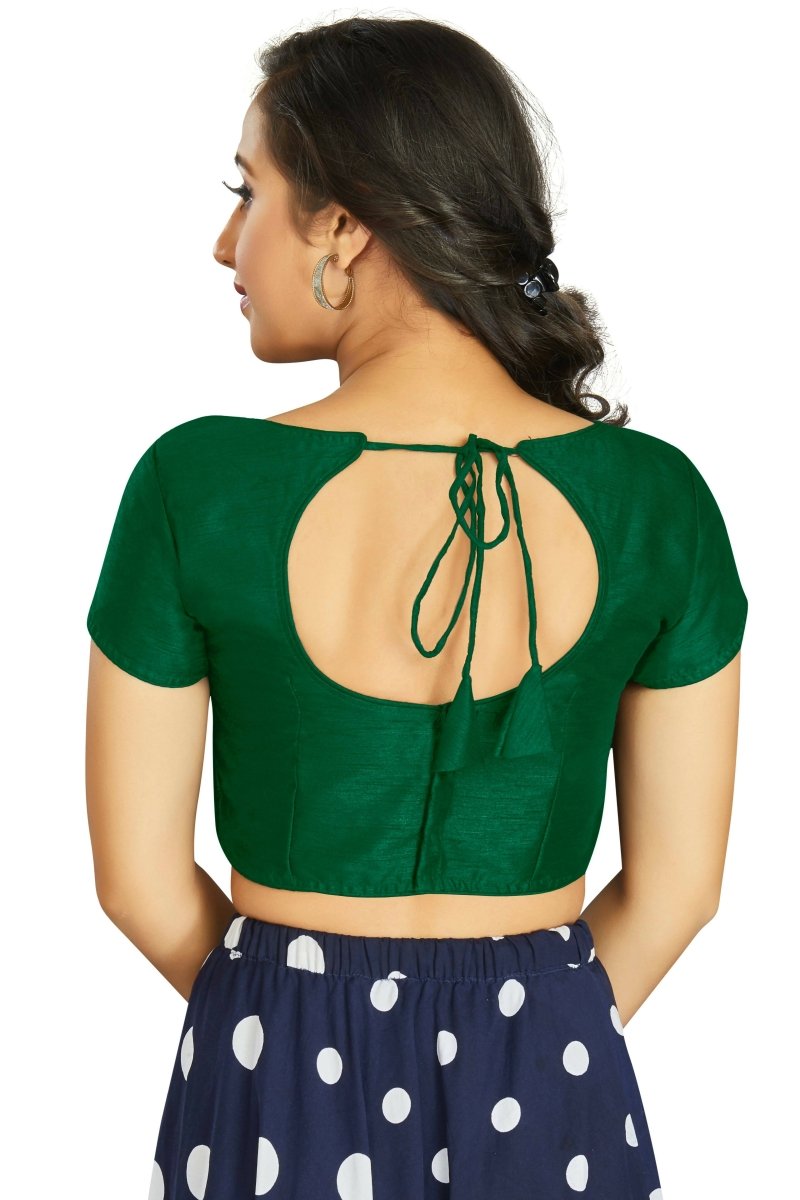 Aastha Fashion Women's Green Art Silk Designer Festive Wear Readymade Blouse