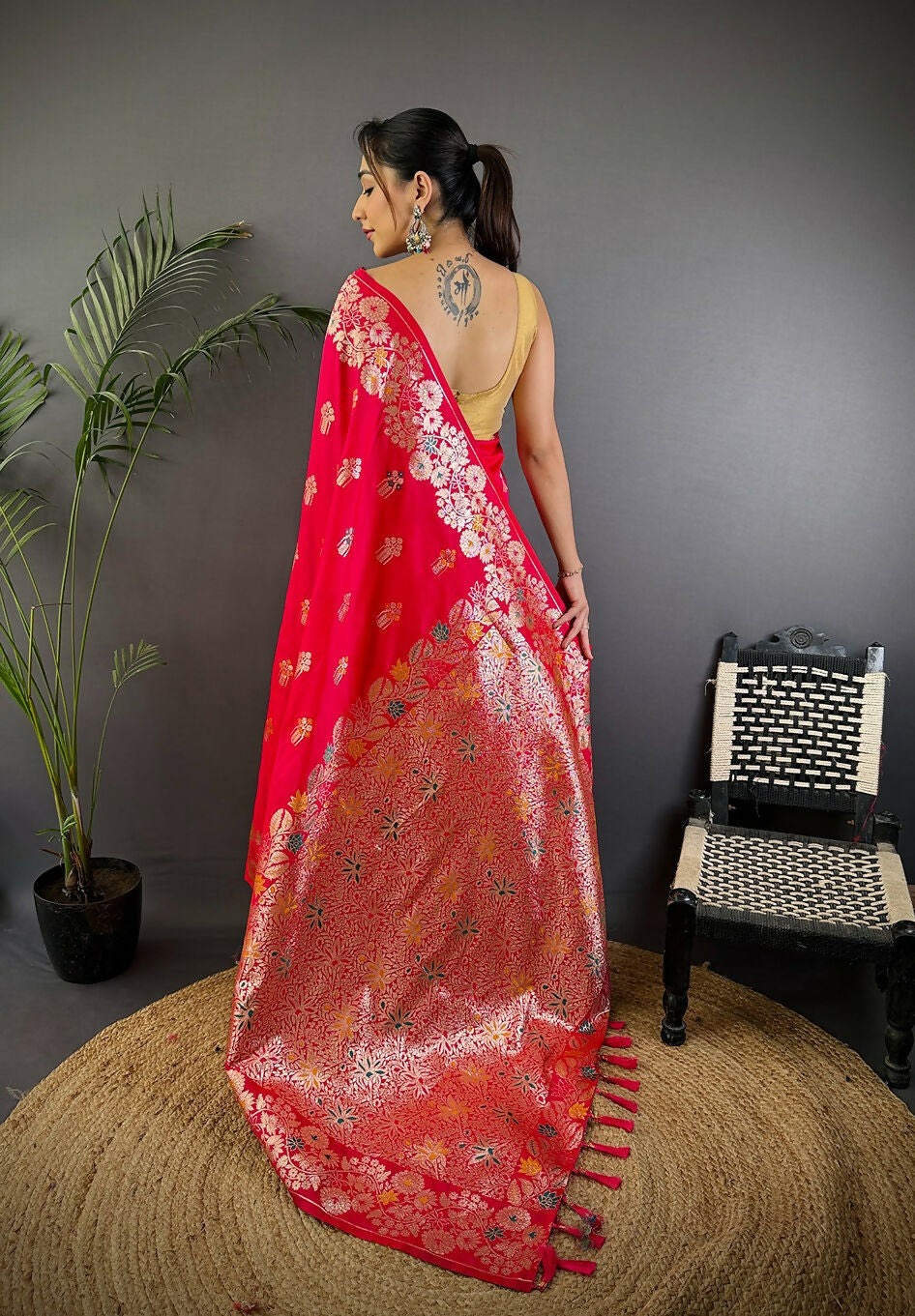 Joban Fashion Meenakari Pink Woven Soft Silk Saree - Distacart