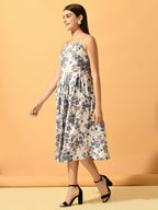 Myshka Women's White Fit and Flare Party Dress - Distacart