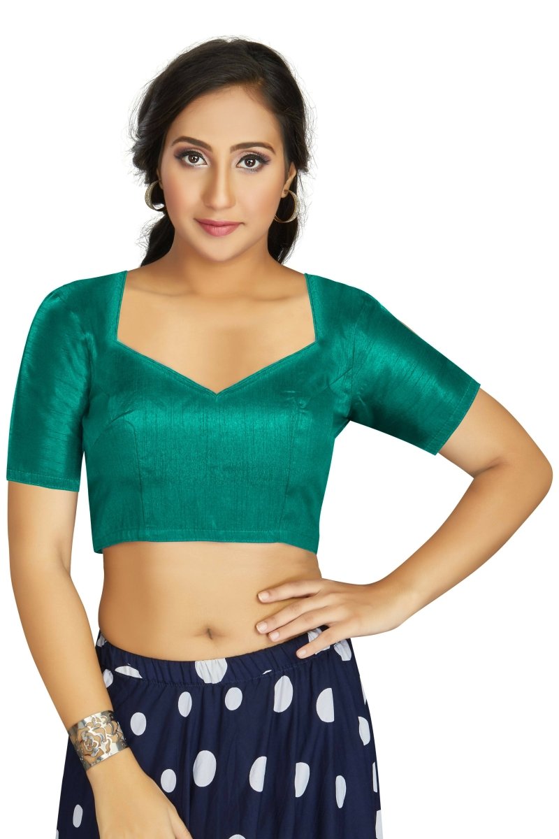 Aastha Fashion Women's Sea Green Art Silk Designer Traditional Readymade Blouse