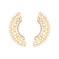 Nuyug 22K Gold-Plated Zircon Studded & Pearl Beaded Contemporary Shaped Statement Stud Earrings - Distacart