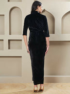 Joban Fashion Women Black Velvet Hand Embellishment Stitched Dress - Distacart