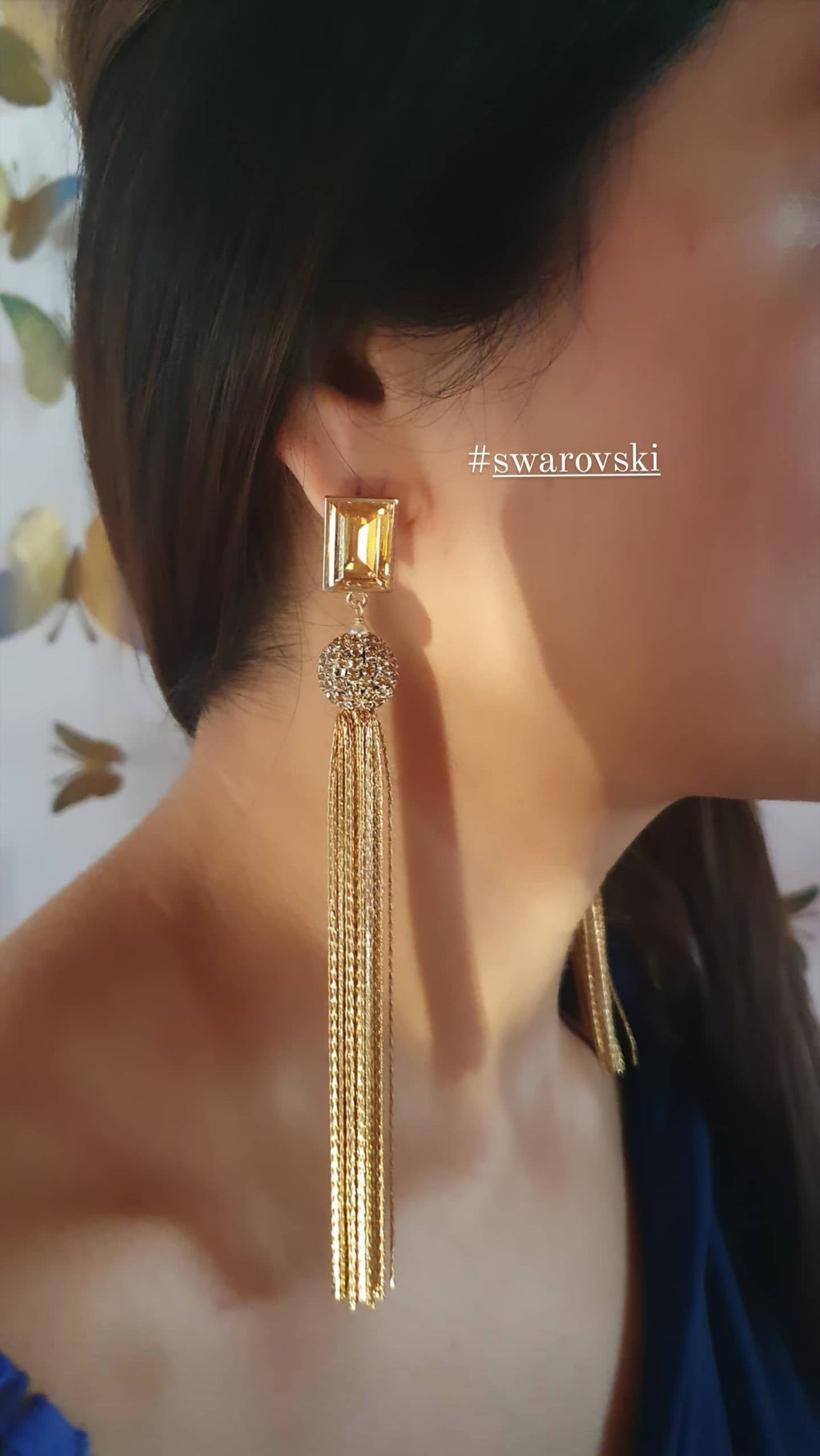 Bling Accessories Swarovski Golden Shadow Earrings - Distacart