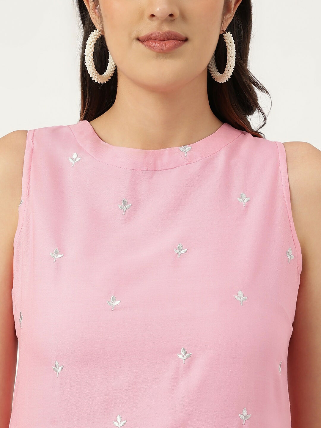 Joban Fashion Pink Rayon and Embroidered Work Straight Kurta Bottom Set