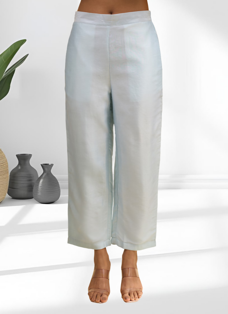 Joban Fashion Sky Blue Silk Embroidered Readymade Long Kurta With Pant - Distacart
