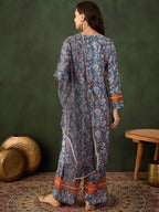 Sangria Printed Kurta & Palazzo With Dupatta