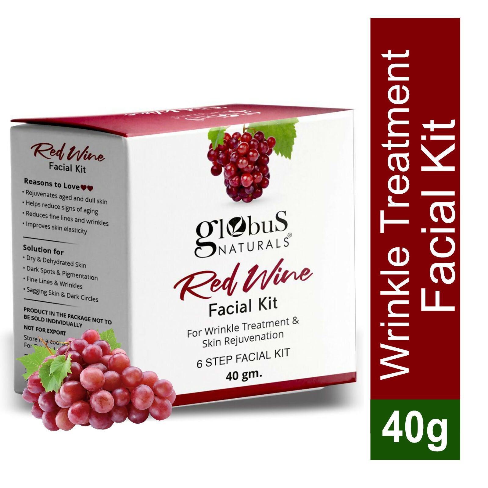 Globus Naturals Anti-Ageing Red Wine 6 Step Facial Kit - Distacart