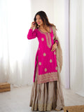 Lehenga Mart Designer Sharara Suit With Kurta, Sharara, Dupatta For Women-Pink - Distacart