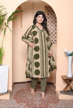 Miravan Womens Polka Dot Printed V-Neck Kurta With Palazzo And Dupatta Set - Distacart