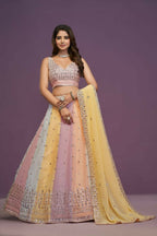 Multicolor Georgette Sequence ,Gota Patti Embroidery Work Lehenga Choli Set - Jihu Culture