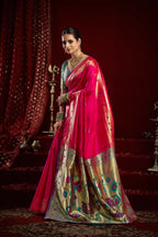 Joban Fashion Pink Paithani Silk Blend Butti Saree - Distacart