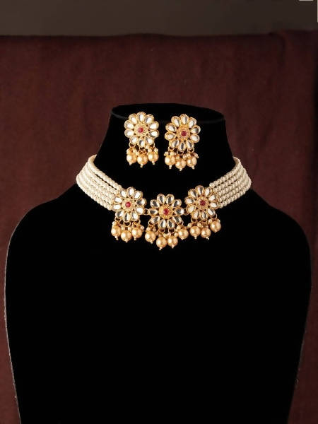 Mominos Fashion Johar Kamal Women's Golden Beads Pearls Gold-Polished Jewellery Set