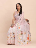 Shree Shyam Fashion Linen Cotton Light Pink Saree - Distacart