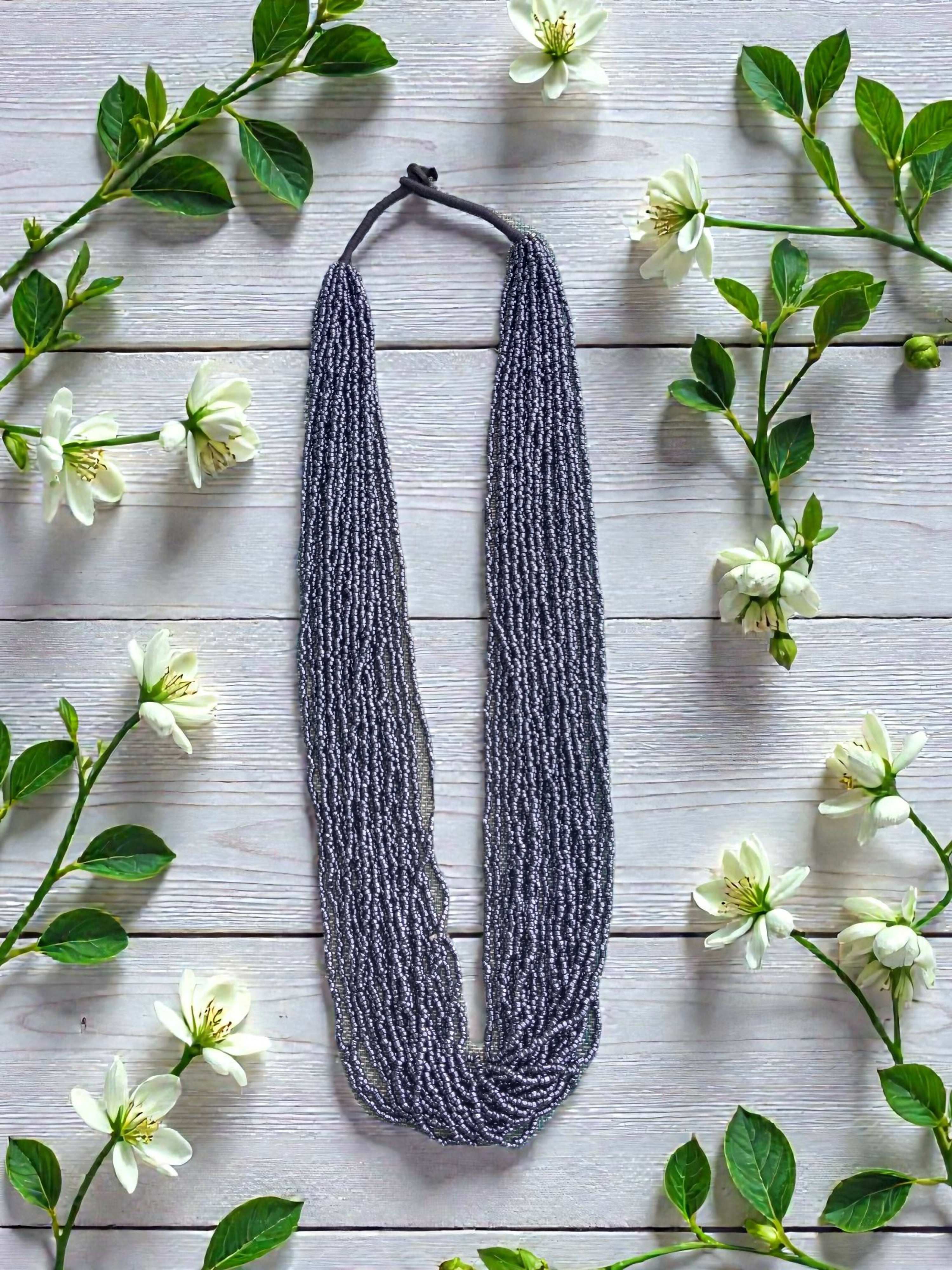 Inhanns Rangsaaz 20-Layer Luxe Long Beaded Only Necklace - Navy Blue 20 Layen Long Only Necklace