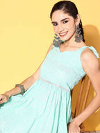 Ahalyaa Women Mint Green Pure Cotton Printed Tunic - Distacart