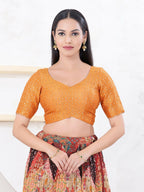 Joban Fashion Orange Tissue Elbow Sleeveless Back Open Blouse