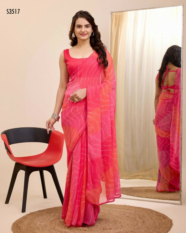 Gajri Georgette Designer Printed Ready To Wear Saree - Ibiza