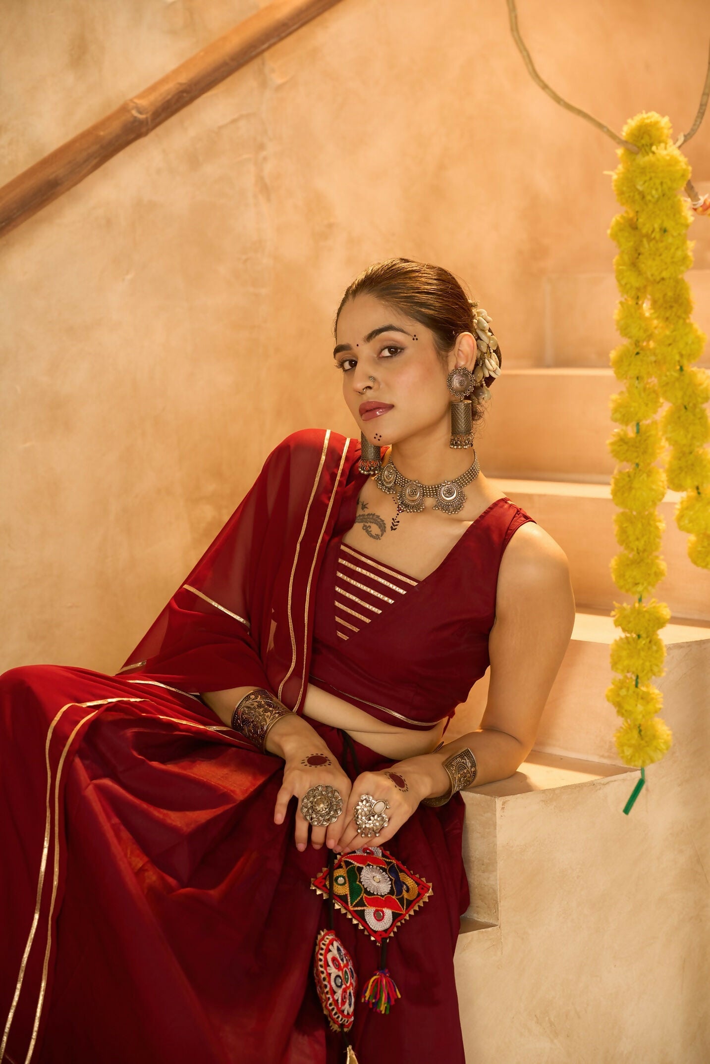 AI Fashion Maroon Silk Crepe Designer Navratri Wear Lehenga Choli Collection