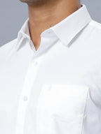 Ramraj Cotton Mens Half Sleeve Formal Poly Cotton White Shirt