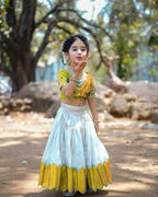 Jyoti Fashion Classy Yellow Heavy Chenille Sequins Embroidered Kids Lehenga Choli Set