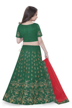 Dwiden Green Baby Doll Tafetta Sattin Semi-Stitched Girl's Lehenga Choli