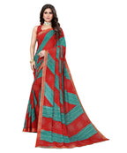 Vamika Red Georgette Printed With Lace Saree (MANYA RED RAMA) - Distacart