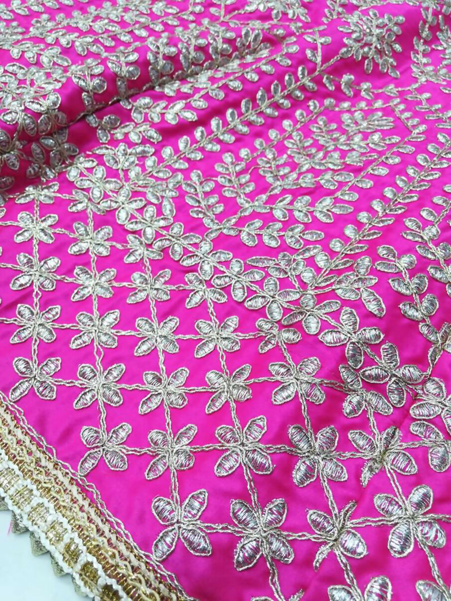 Jyoti Fashion Glamorous Rani Pink Chapat Zari and Dori Embroidered Malai Satin Silk Lehenga Choli with Dupatta