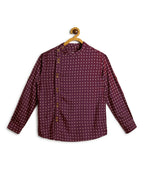 Manet Boys Full Sleeves Dot Printed Ethnic Shirt - Maroon