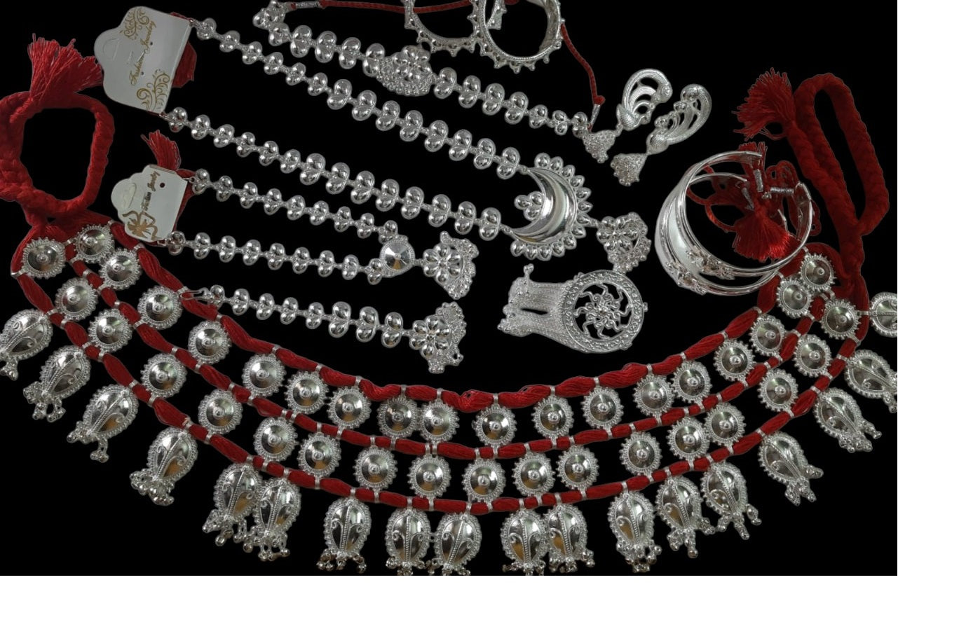 Elite Trading Odissi Dance Jewelry Set – Silver Finish Traditional Jewellery for Dancers/Performers