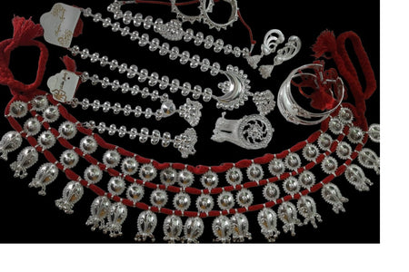 Elite Trading Odissi Dance Jewelry Set – Silver Finish Traditional Jewellery for Dancers/Performers