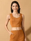 Myshka Women's Mustard Solid Party Top