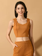 Myshka Women's Mustard Solid Party Top