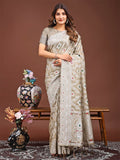 Shree Shyam Fashion Pankhuri Brown Linen Cotton Saree