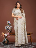 Shree Shyam Fashion Pankhuri Brown Linen Cotton Saree