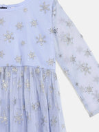 Ahalyaa Blue Net Kids Kurta Palazzo Sets For Girls