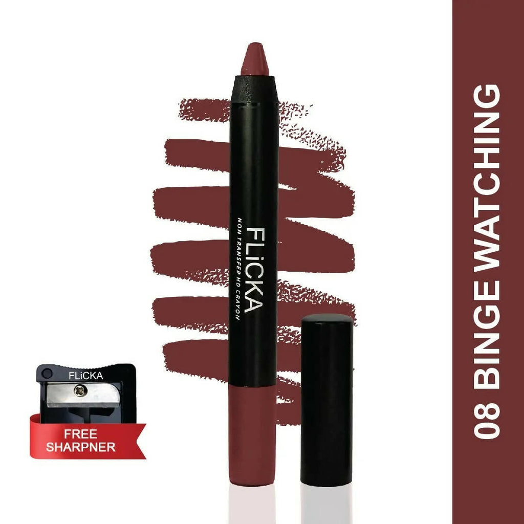 FLiCKA Lasting Lipsence Crayon Lipstick 08 Binge Watching - Maroon