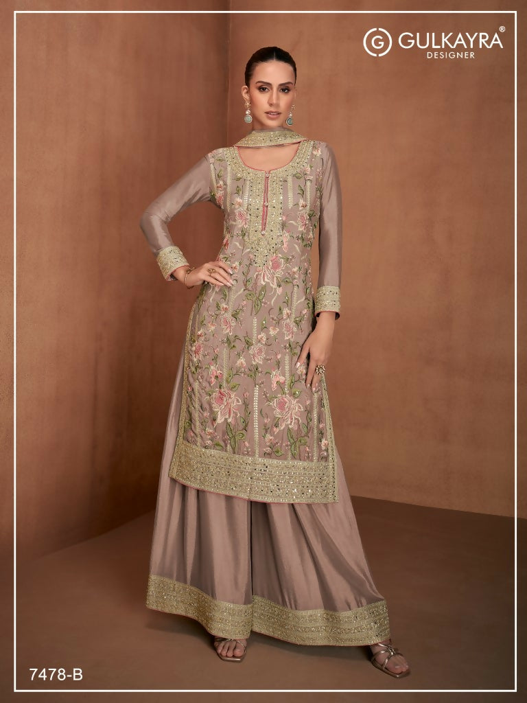 Vastranavya Coral Heavy Star Georgette Embroidered Sequins & Mirror Work Classy Pakistani Palazzo Suit
