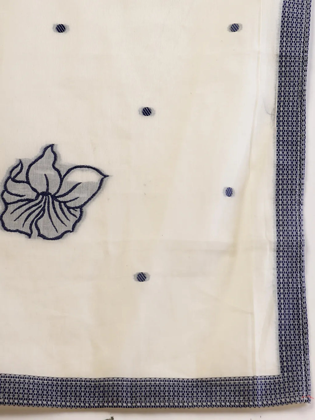 Yufta Off White Handloom Cotton Jacquard Kurta Set With Pant & Dupatta - Distacart