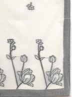 Yufta Off White Handloom Cotton Jacquard Sequins Work Kurta Dupatta Pant Set
