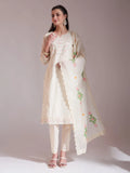 Yufta Off-White Pure Handloom Cotton Weaved Kurta Dupatta Pant Set