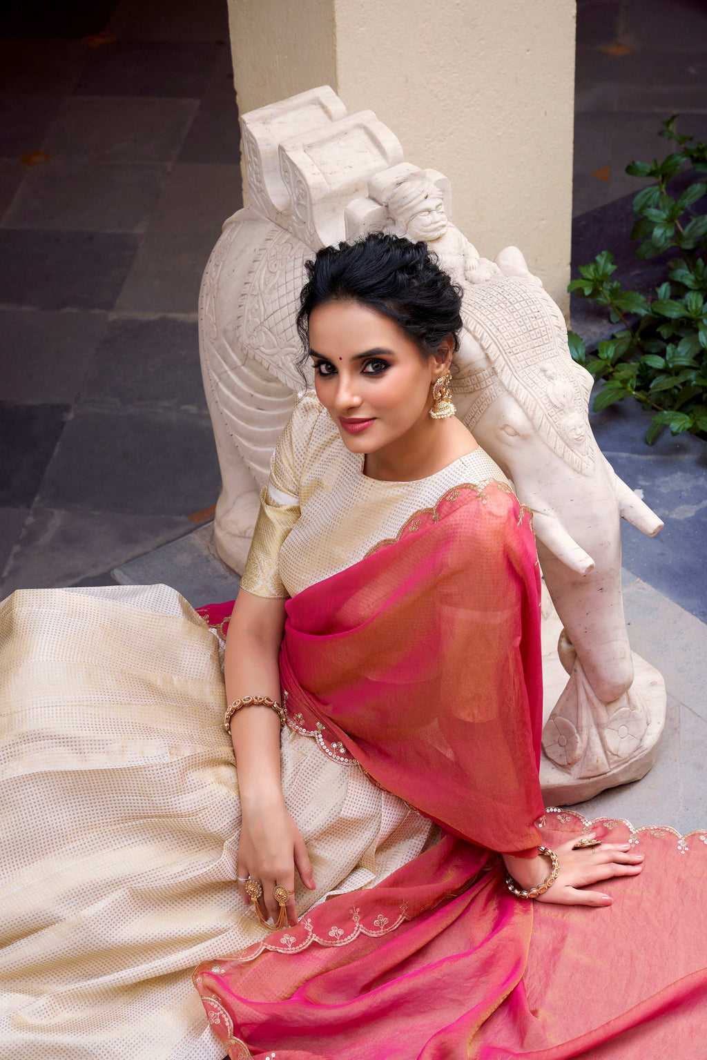 Evanik Off White South Style Jecquard Chex Zari Weaving Work Unstitched Lehenga Choli - Distacart