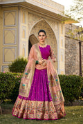 Vastranavya Traditional Jacquard Silk Paithani Lehenga Choli - Purple