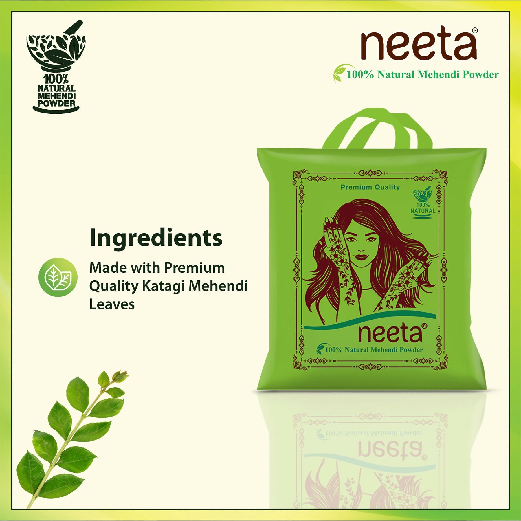 Neeta 100% Natural Henna Powder For Hair Colour And Growth|Rich Brown Shades
