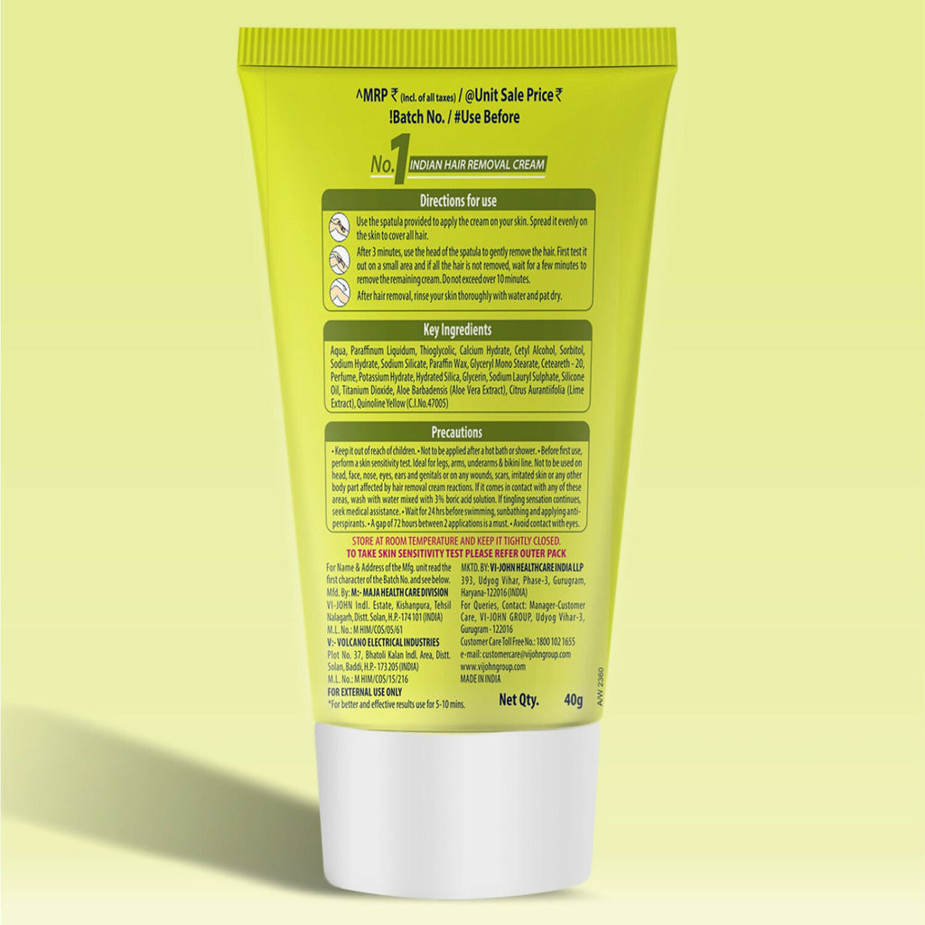 VI-JOHN Feather Touch Lime & Aloevera Hair Removal Cream for Women for Dry Skin, Suitable for Legs, Underarms, Bikini Line, Arms - Distacart