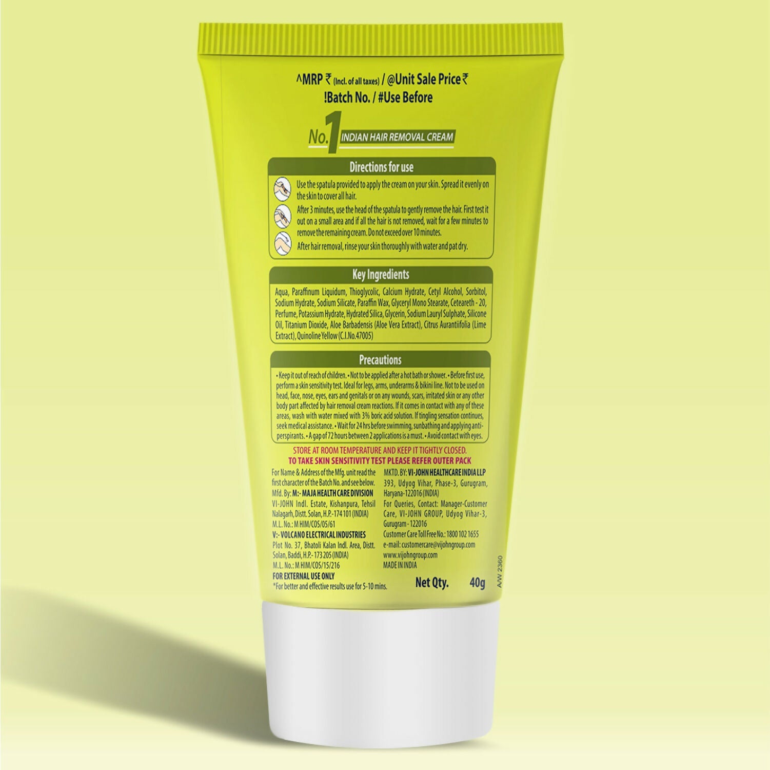 VI-JOHN Feather Touch Lime & Aloevera Hair Removal Cream for Women for Dry Skin, Suitable for Legs, Underarms, Bikini Line, Arms - Distacart