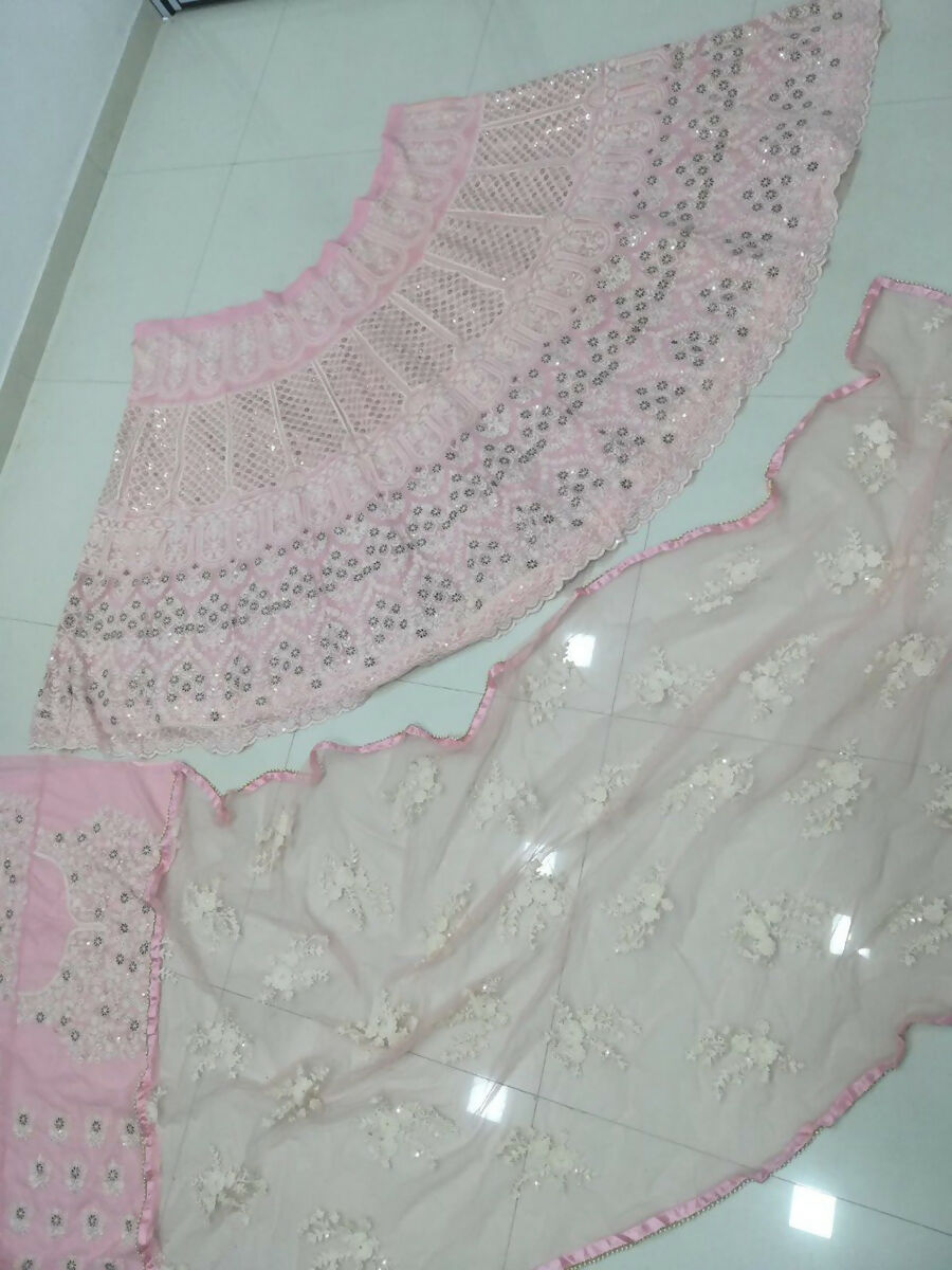 Jyoti Fashion Stunning Baby Pink Faux Georgette 3MM Sequins with Thread & Jari Embroidery Lehenga Choli with Dupatta