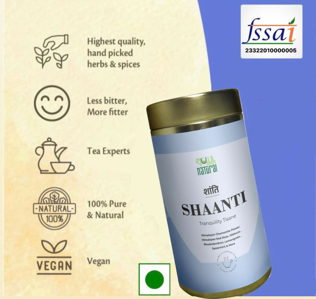 Shuddh Natural Calming Stress Relief Inside-Out Detox Shaanti Floral Tisane - Distacart