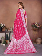 Aastha Fashion Pink Viscose Silk Handmade Original Bandhej Saree - Distacart