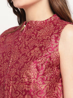 Ahalyaa Women Burgundy Floral Printed Regular Top with Palazzos - Distacart